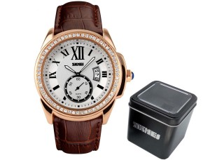 ELEGANCKI ZEGAREK DAMSKI SKMEI SKÓRA NATURALNA !!