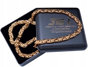 ZŁOTY ŁAŃCUSZEK NA SZYJĘ STAL SZLACHETNA 316L 6mm BOSTON JEWELLERY