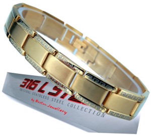 ZŁOTA BRANSOLETA MĘSKA BRANSOLETKA STAL 316L HIT!