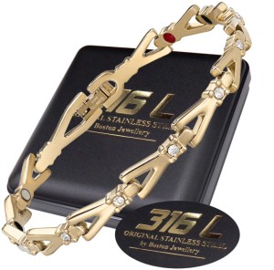 ZŁOTA ZDROWOTNA BRANSOLETKA MAGNETYCZNA DAMSKA Z CYRKONIAMI HIPOALERGICZNA