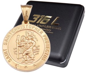 ZŁOTY MEDALIK RELIGIJNY Z ŚW. KRZYSZTOFEM NA ŁAŃCUSZEK PATRON KIEROWCÓW
