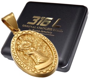 ZŁOTY MEDALIK RELIGIJNY Z MARYJĄ I DZIECIĄTKIEM NA ŁAŃCUSZEK STAL 316L BOSTON JEWELLERY