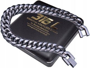 SREBRNA BRANSOLETA MĘSKA PANCERKA STAL 316L 9MM