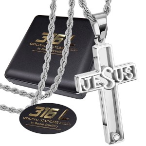 SREBRNY ŁAŃCUSZEK Z KRZYŻYKIEM STAL CHIRURGICZNA 316L ŁADNY SPOLT KRÓLEWSKI BOSTON JEWELLERY 