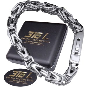 GRUBA SREBRNA BRANSOLETA MĘSKA SPLOT KRÓLEWSKI STAL SZLACHETNA 316L BOSTON JEWELLERY