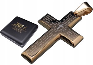 ZŁOTY KRZYŻ KRZYŻYK NA ŁAŃCUSZEK Z MODLITWĄ 