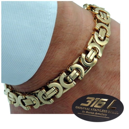 MODNA ZŁOTA BRANSOLETA BRANSOLETKA MĘSKA STAL CHIRURGICZNA 316L 12MM.jpg