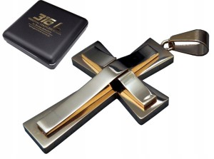 ZŁOTY SREBRNY KRZYŻ KRZYŻYK NA ŁAŃCUSZEK STAL 316L