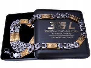 ZŁOTY ŁAŃCUCH ŁAŃCUSZEK MĘSKI NA SZYJĘ STAL 316L