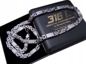 SREBRNY ŁAŃCUCH ŁAŃCUSZEK NA SZYJĘ STAL 316L 6mm