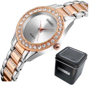 MAŁY ELEGANCKI ZEGAREK DAMSKI SKMEI Z KRYSZTAŁAMI