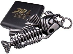 SREBRNA DUŻA RYBA SZKIELET NA ŁAŃCUSZEK STAL CHIRURGICZNA 316L