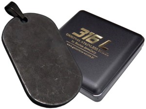 NIEŚMIERTELNIK NA ŁAŃCUSZEK CZARNA STAL CHIRURGICZNA 316L !!