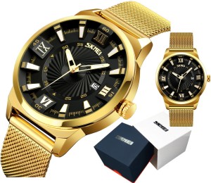 EKSKLUZYWNY ZŁOTY ZEGAREK MĘSKI SKMEI NOWA SERIA