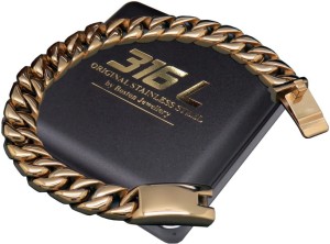 GRUBA ZŁOTA BRANSOLETA MĘSKA STAL CHIRURGICZNA