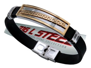 KAUCZUKOWA BRANSOLETA MĘSKA STAL CHIRURGICZNA 316L