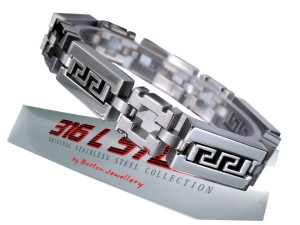 SREBRNA BRANSOLETA MĘSKA STAL CHIRURGICZNA 316L