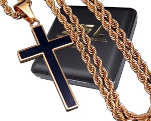 ZŁOTY ŁAŃCUSZEK Z KRZYŻYKIEM STAL CHIRURGICZNA 316L ZESTAW NA PREZENT