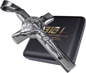 Srebrny Krzyż Krzyżyk Na Łańcuszek DWUSTRONNY Stal 316L PREMIUM