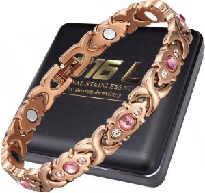 ZŁOTA ZDROWOTNA BRANSOLETKA DAMSKA MAGNETYCZNA RÓŻOWE ZŁOTO DUŻA MOC