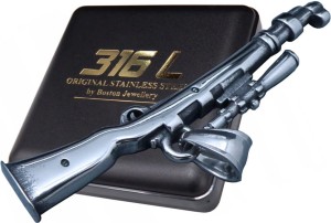 SREBRNA STRZELBA KARABIN BROŃ NA ŁAŃCUSZEK SZTUCER BOSTON JEWELLERY