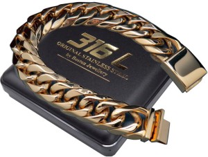 MEGA GRUBA ZŁOTA BRANSOLETA MĘSKA STAL 316L 19 mm